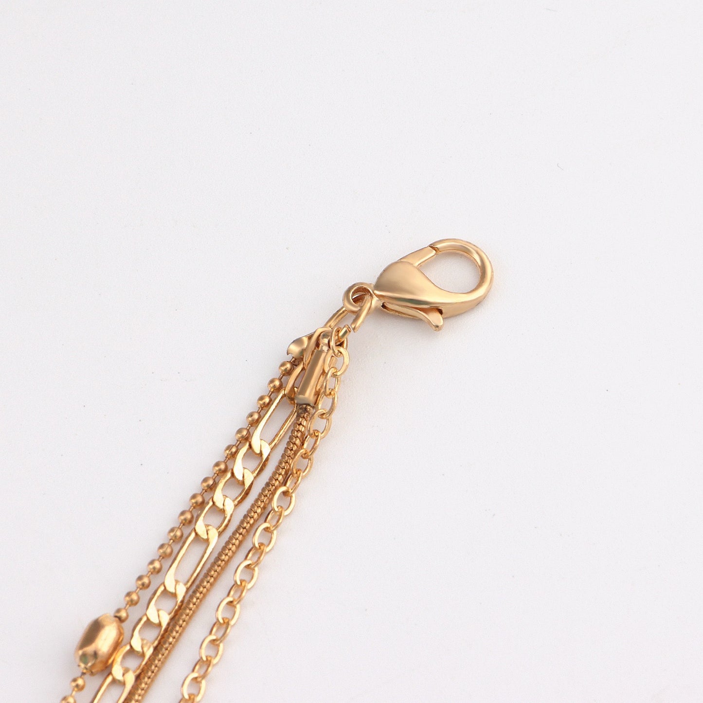 Multi-Layer Link Chain Necklace with Hollow Floral Design and Crystal Cross Pendant