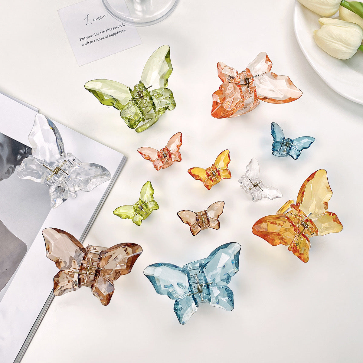 Crystal butterfly fairy clawclip