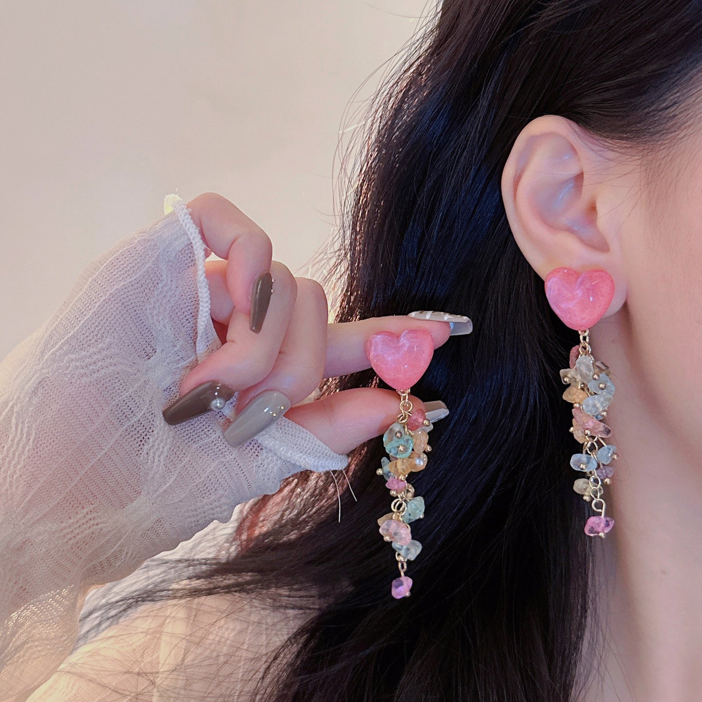 Sweet Heart Colorful Dangle Earrings