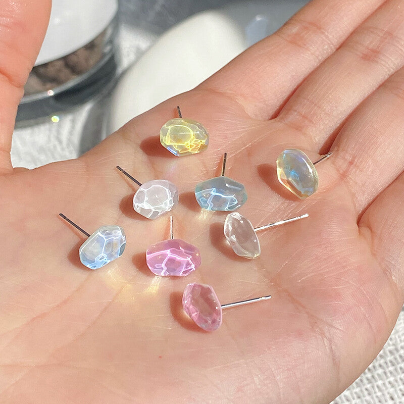 12-Piece Ice Clear Colorful Stone Stud Earrings Set | S925 Sterling Silver Needle | Weekly Daily Wear Jewelry for Women