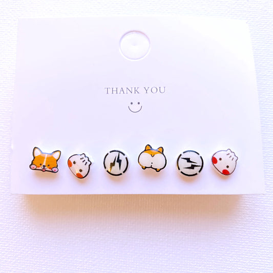 Welsh corgi stud earring set