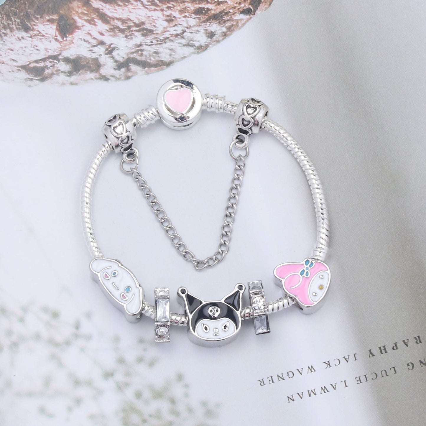 Kuromi and Melody heart series charm bracelet